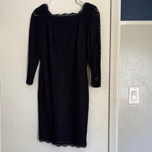 Adrianna Papell Navy Blue Lace Sheath Dress - Women